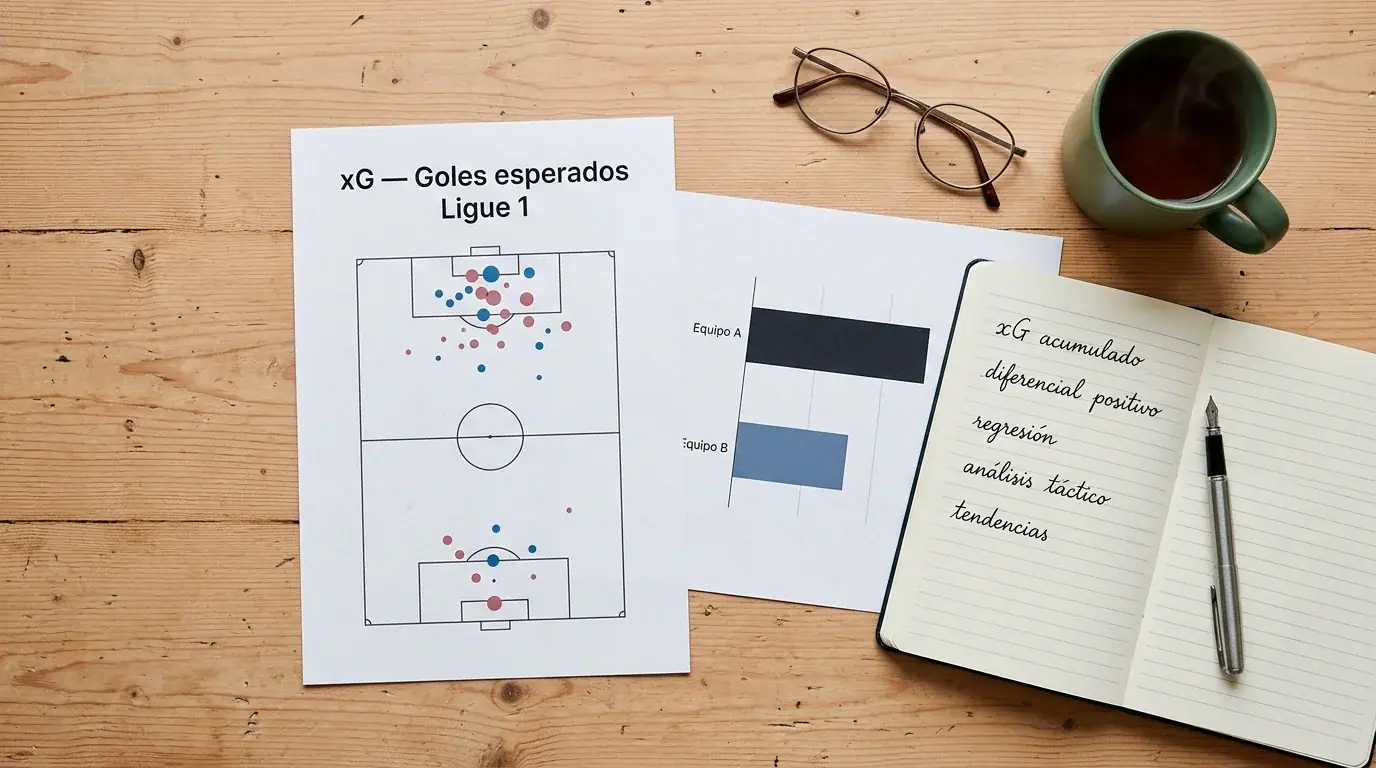 Hojas impresas con mapas de tiros y tabla xG utilizadas para analizar partidos de la Ligue 1