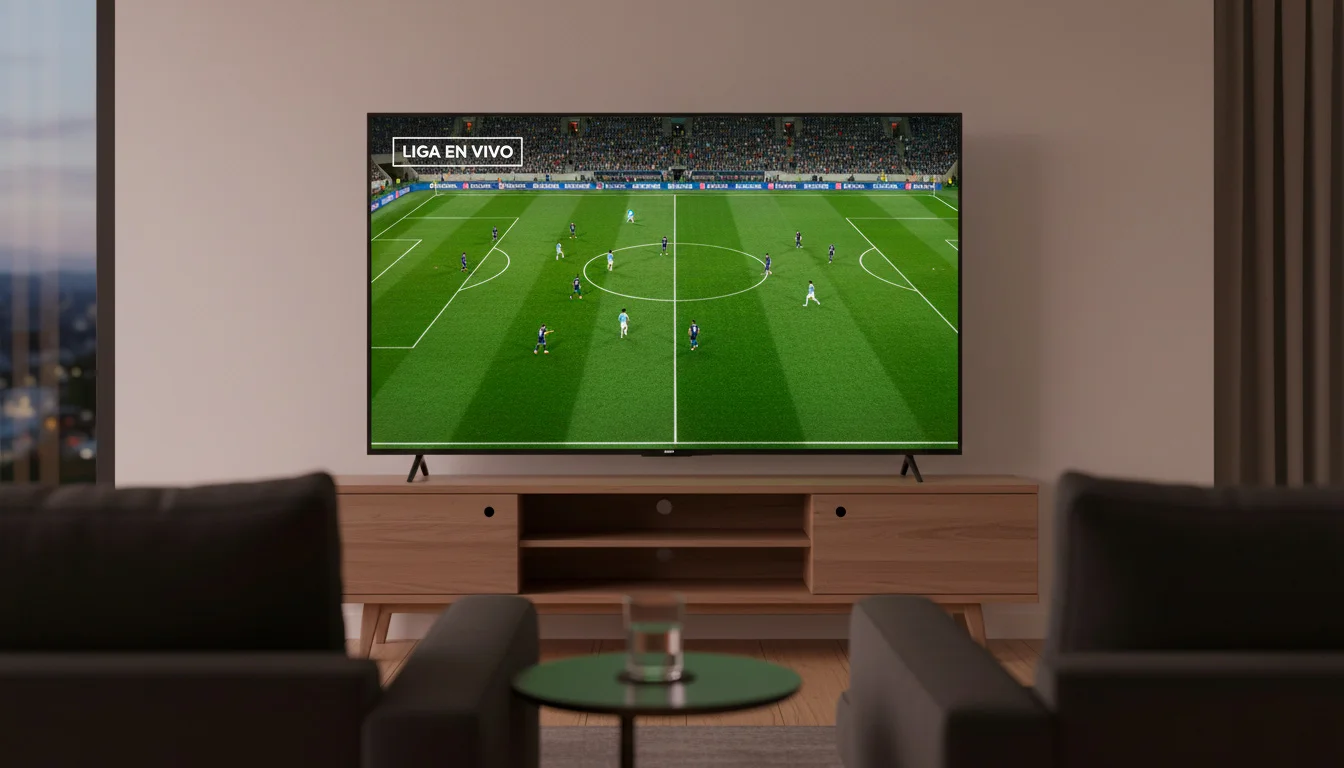 Pantalla doméstica emitiendo un partido de Ligue 1 a través de la plataforma Ligue 1+
